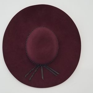 Burgundy Wool Wide Brim Floppy Hat
